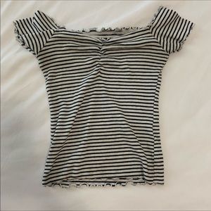 Hollister Off The Shoulder Striped Tee
